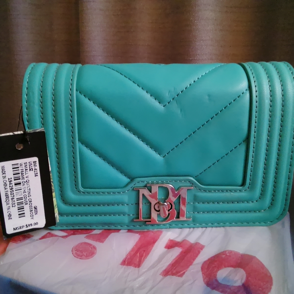 Badgley Mischka Teal Quilted Crossbody Bag